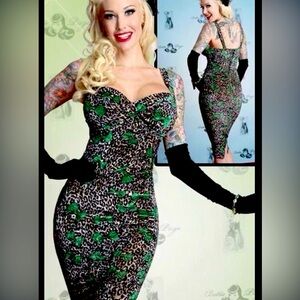 Tatyana boutique wiggle dress in green leopard